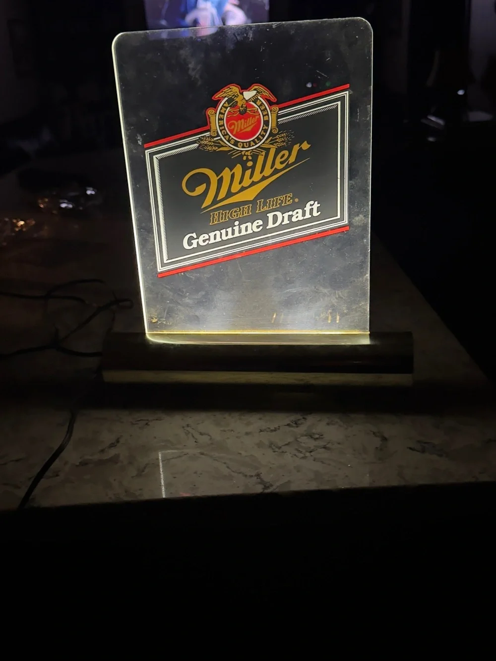 Genuine Draft Light-Up Acrylic Sign - Clear with Red, Gold, Black lights work